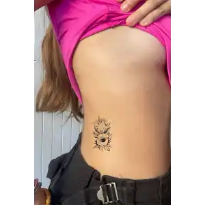 Geçici Gül Ve Saat Figürlü Mini Dövme Tattoo