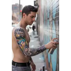 Geçici Kadın Modelli Kol Dövme Tattoo