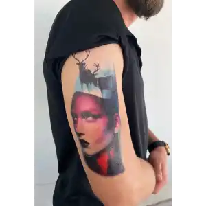 Geçici Kadın ve Geyik Dövme Tattoo