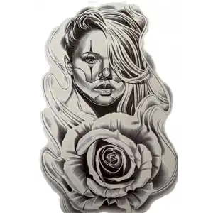 Geçici Kadın Ve Gül Figürlü Dövme Tattoo