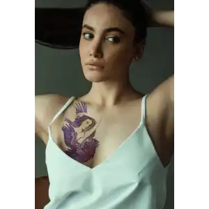 Geçici Kadın ve Kuş Modelli Dövme Tattoo
