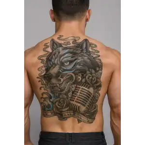 Geçici Kaplan Modelli Sırt Dövme Tattoo