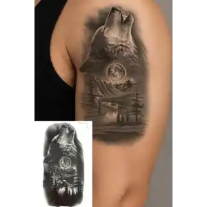 Geçici Kurt Figürlü Dövme Tattoo