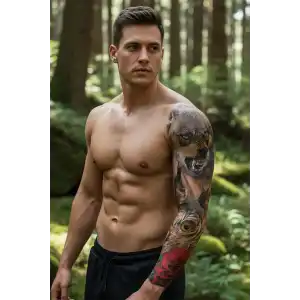 Geçici Kurt Ve Baykuş Figürlü Dövme Tattoo