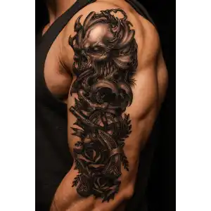 Geçici Kuru Kafa Figürlü Dövme Tattoo