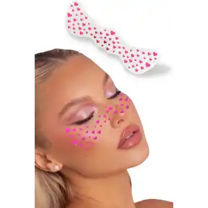 Geçici Pembe Kalp Çil Makyaj Bandı Glitter Parıltılı Simli Bant / Tattoo