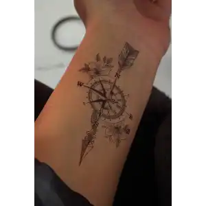Geçici Pusula Figürlü Mini Dövme Tattoo