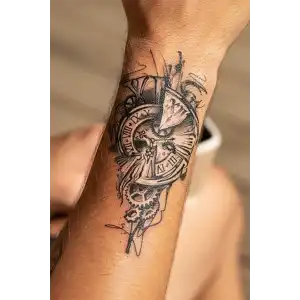 Geçici Pusula Figürlü Mini Dövme Tattoo