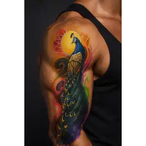 Geçici Tavus Kuşu Kol Dövme Tattoo