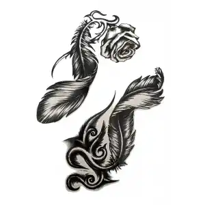 Geçici Tüy Ve Gül Figürlü Dövme Tattoo