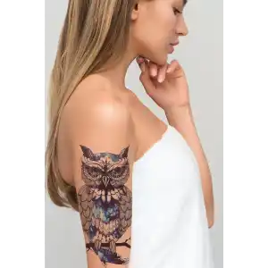 Gerçekçi Geçici Baykuş Dövme Tattoo