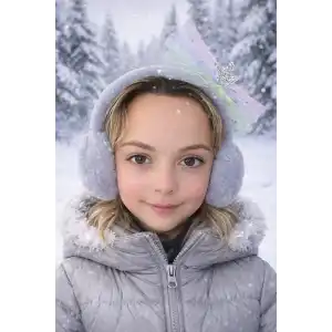 Gri Renk Kurdele Figürlü Peluş Kulaklık