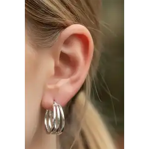 Gümüş Renk 20MM Halka Küpe (Çift)