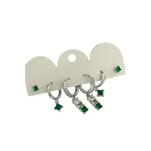 Gümüş Renk 6lı Taş Detaylı Set Küpe