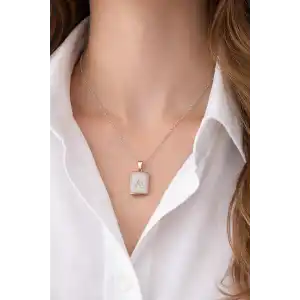 Gümüş Renk A Harf Çelik Kolye