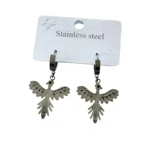 Gümüş Renk Anka Kuşu Figürlü Çelik Küpe (Çift)