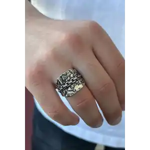 Gümüş Renk Ayarlanabilir Çelik Erkek Yüzük