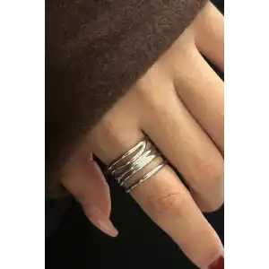 Gümüş Renk Ayarlanabilir Çelik Yüzük
