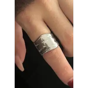 Gümüş Renk Ayarlanabilir Çelik Yüzük