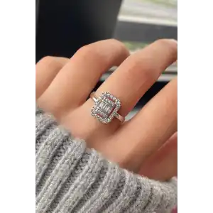 Gümüş Renk Baget Figürlü Ayarlanabilir Yüzük