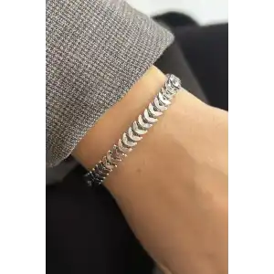 Gümüş Renk Balık Sırtı Çelik Bileklik (Unisex)