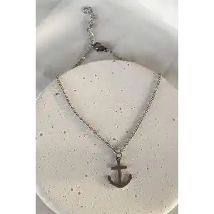 Gümüş Renk Çapa Figürlü Çelik Halhal