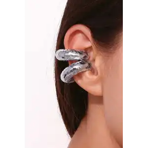 Gümüş Renk Çelik Ear Cuff (Çift)