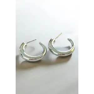 Gümüş Renk Çelik Halka Küpe (Çift)