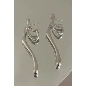 Gümüş Renk Çelik Küpe (Çift)