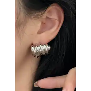 Gümüş Renk Çelik Küpe (Çift)