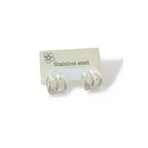 Gümüş Renk Çelik Küpe (Çift)