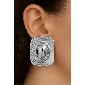 Gümüş Renk Çelik Küpe (Çift)