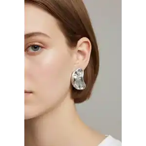 Gümüş Renk Çelik Küpe (Çift)