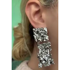 Gümüş Renk Çelik Küpe (Çift)