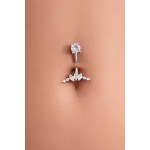 Gümüş Renk Cerrahi Çelik Göbek Piercing