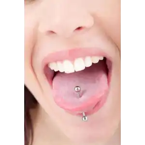 Gümüş Renk Cerrahi Çelik Ucu Toplu Dil Dudak Piercingi  (6MM)