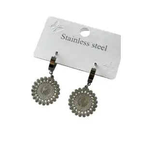 Gümüş Renk Çeyrek Figürlü Çelik Küpe (Çift)