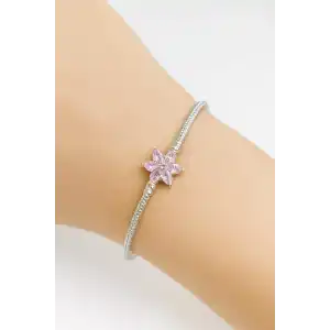 Gümüş Renk Çiçek Figürlü Bileklik