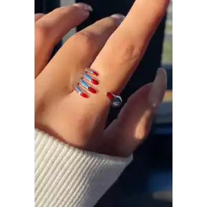 Gümüş Renk El Figürlü Ayarlanabilir Yüzük