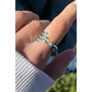 Gümüş Renk El Figürlü Ayarlanabilir Yüzük