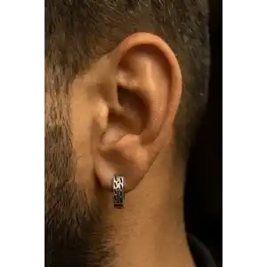 Gümüş Renk Erkek Çelik Küpe (Çift)