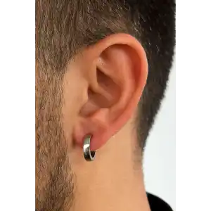 Gümüş Renk Erkek Çelik Küpe (Çift)