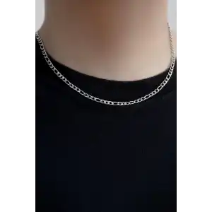 Gümüş Renk Erkek Zincir Çelik Kolye (55cm)