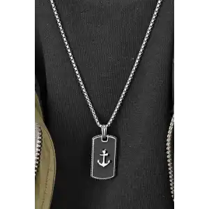 Gümüş Renk Erkek Zincir Çelik Kolye (60cm)