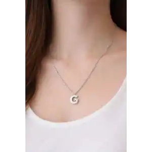 Gümüş Renk G Harf Çelik Kolye