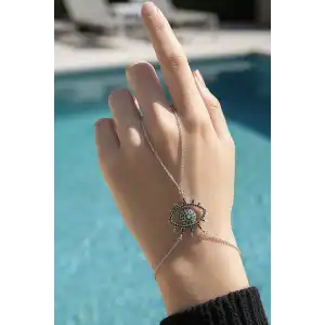 Gümüş Renk Göz Figürlü 14K Altın Kaplama TX Şahmeran