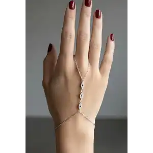 Gümüş Renk Göz Figürlü 14K Altın Kaplama TX Şahmeran