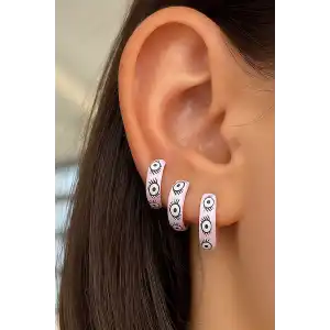 Gümüş Renk Göz Figürlü 3lü YSX Küpe Set