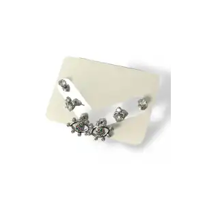 Gümüş Renk Göz Figürlü 6lı Küpe Set