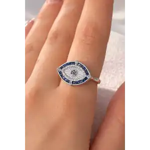 Gümüş Renk Göz Figürlü Ayarlanabilir Yüzük